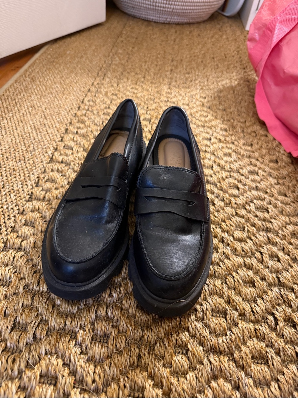 Crown Vintage Black Leather Penny Loafers